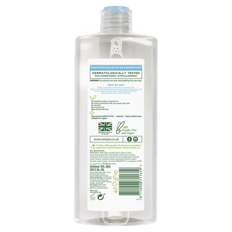 Simple Water Boost 胶束卸妆水 400ml 