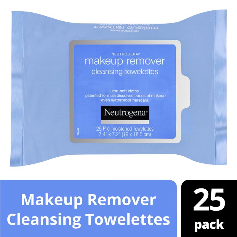 Khăn lau tẩy trang Neutrogena Makeup Remover Cleansing Towelettes Wipes 25 gói 