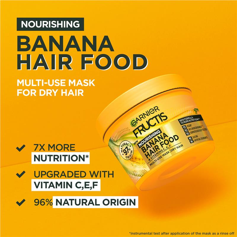 Mặt nạ dưỡng tóc Garnier Fructis Hair Food Nourishing Banana 3 trong 1 dành cho tóc khô 390ml 
