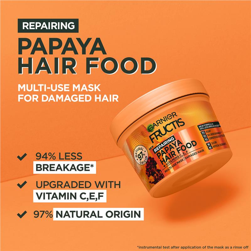 Mặt nạ phục hồi tóc hư tổn Garnier Fructis Hair Food Repairing Papaya 3 trong 1 390ml 