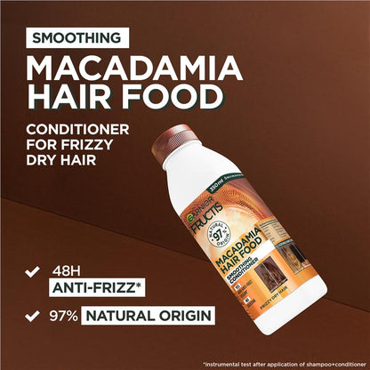 Dầu xả Garnier Fructis Hair Food Smoothing Macadamia dành cho tóc hư tổn 350ml 