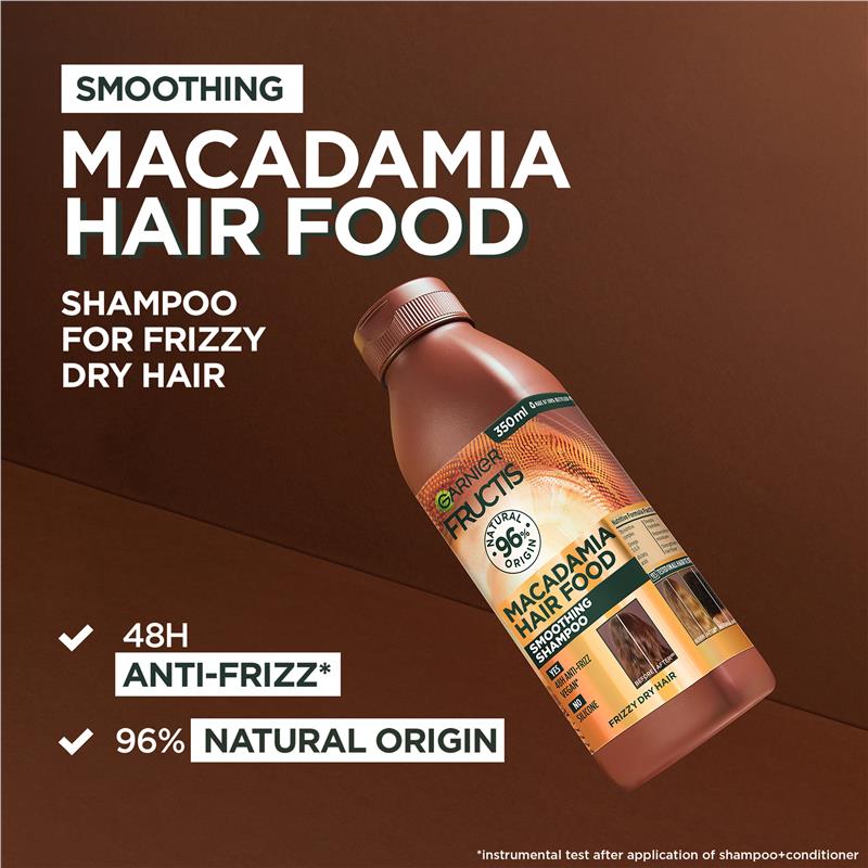 Dầu gội Garnier Fructis Hair Food Smoothing Macadamia dành cho tóc hư tổn 350ml 