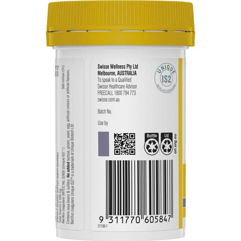 Swisse Vitamin C + Probiotic dạng viên nhai 60 viên 