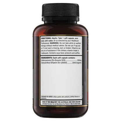 GO Healthy CoQ10 300毫克+维生素D3 1000IU 90粒胶囊