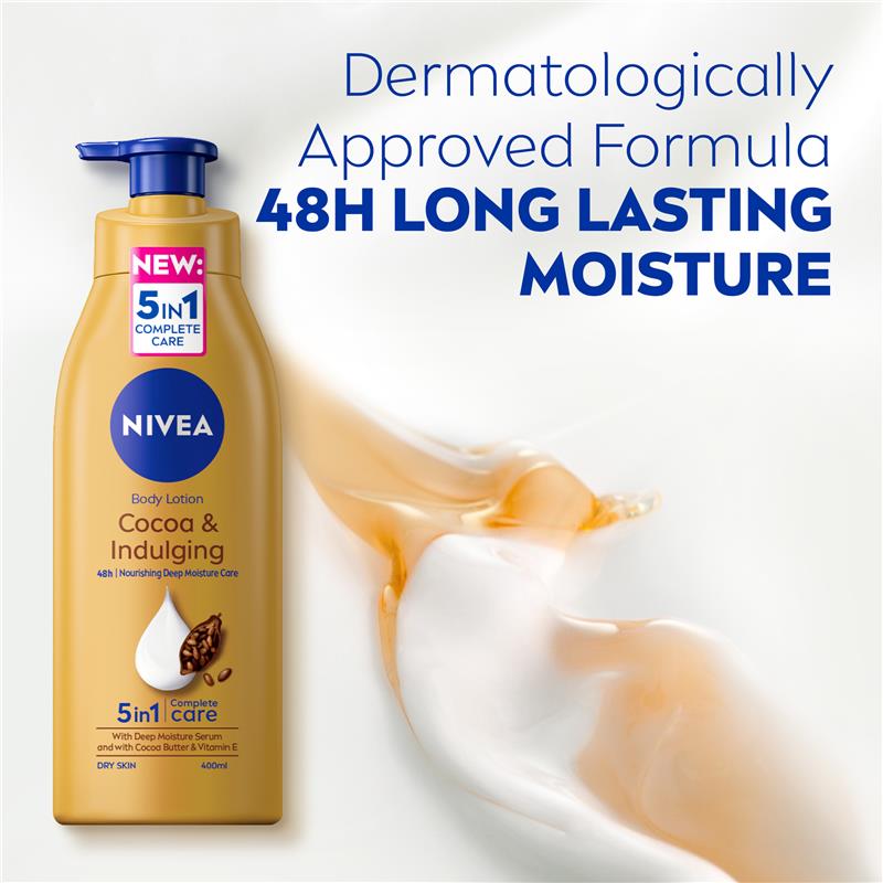 NIVEA Cocoa Butter Body Lotion Moisturiser 48H 400ml