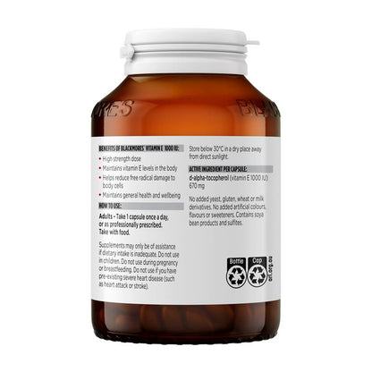 Blackmores 维生素E 1000IU 胆固醇健康 100粒胶囊