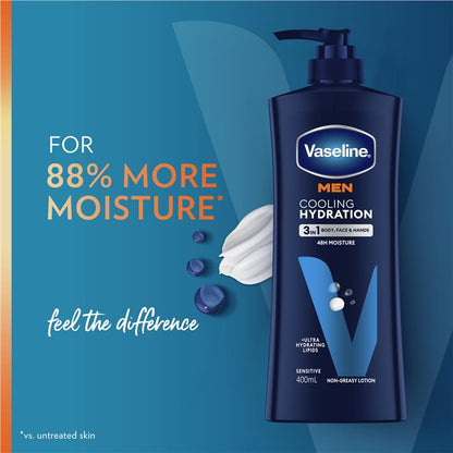 Vaseline Men Cooling Hydration 3 in 1 Body Face and Hands Lotion 400ml