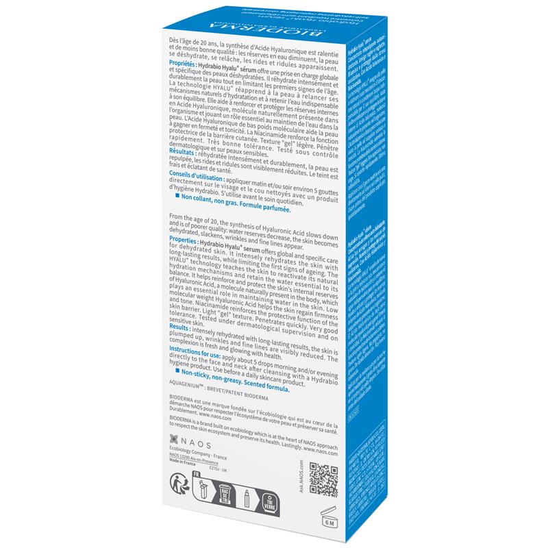 Serum dưỡng ẩm Bioderma Hydrabio Hyalu + Hydrating Plumping với Hyaluronic Acid và Niacinamide 30ml 