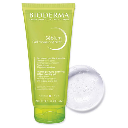Sữa rửa mặt tẩy tế bào chết Bioderma Sebium Gel Moussant Actif phù hợp cho da mụn 200ml 