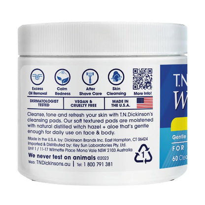TN Dickinsons Witch Hazel Face Wipes 60