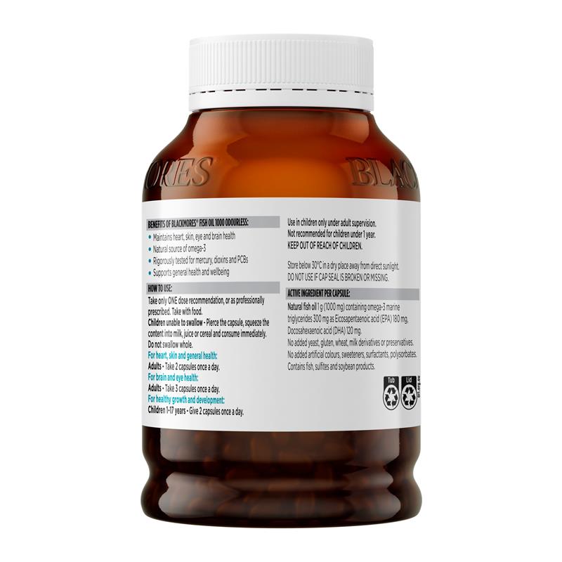 Blackmores Odourless Fish Oil 1000mg Omega-3 400 Capsules