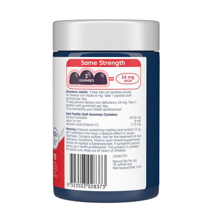 Bioglan Therapeutic Gummies Iron + Vitamin C 90 Gummies