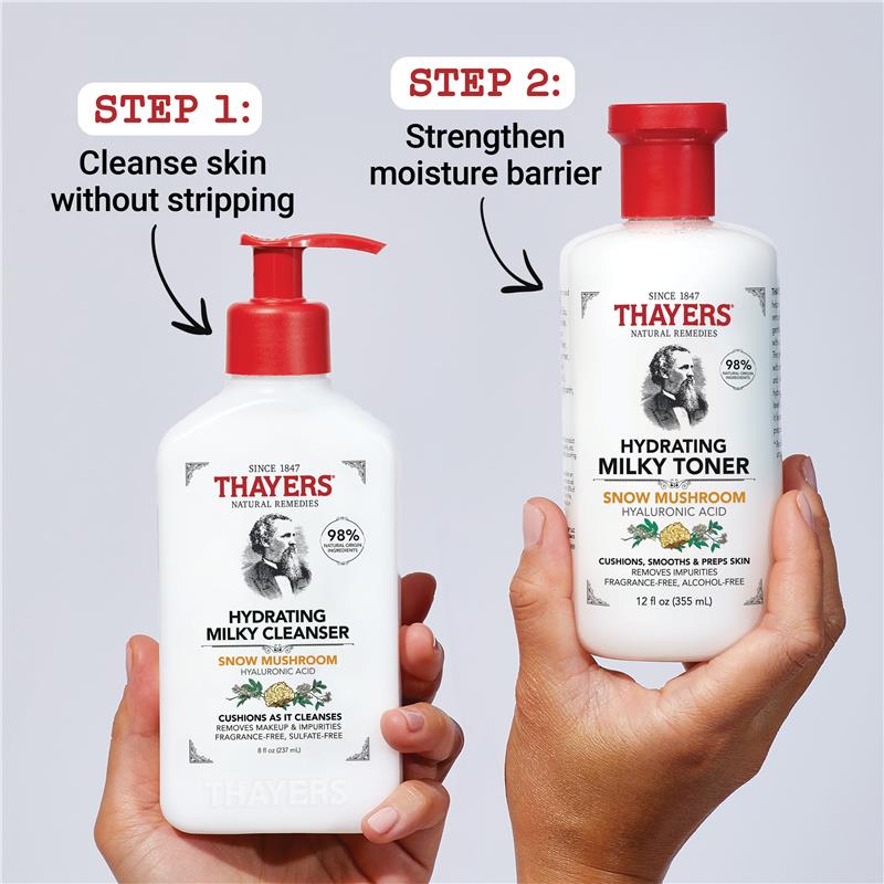Nước hoa hồng dưỡng ẩm Thayers Hydrating Milky Toner với chiết xuất nấm tuyết và axit hyaluronic 355ml 