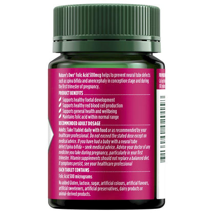 Nature's Own Folic Acid 500mcg 120 Viên 