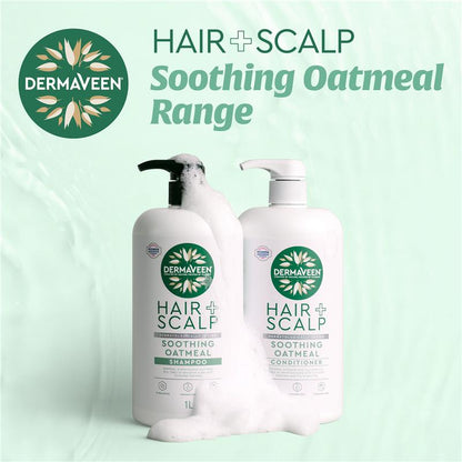 DermaVeen 燕麦洗发水，适合干燥、片状或敏感头皮，1L 