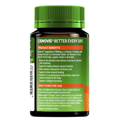 Cenovis Sugarless Vitamin C hỗ trợ miễn dịch 500mg - 100 viên nhai hương cam 