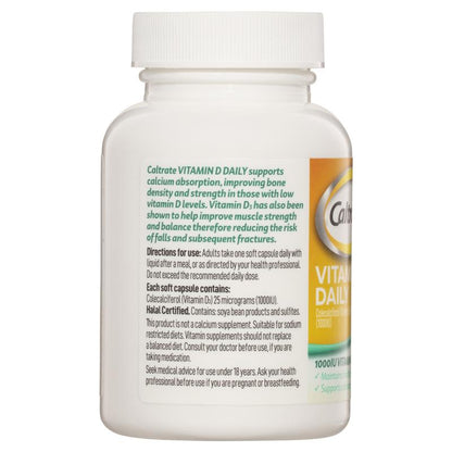 Caltrate Vitamin D 1000iu 60 Capsules Bottle