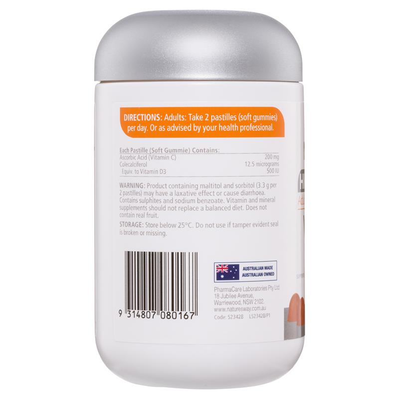 Kẹo dẻo Nature's Way Adult Vita Gummies không đường bổ sung vitamin C hàm lượng cao 65 viên 
