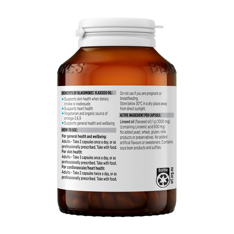 Blackmores Flaxseed Oil 1000mg Omega-3 Vegetarian 100 Capsules