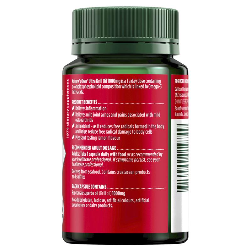 Dầu nhuyễn thể Nature's Own Ultra Krill Oil 1000mg Omega 3 30 viên nang 