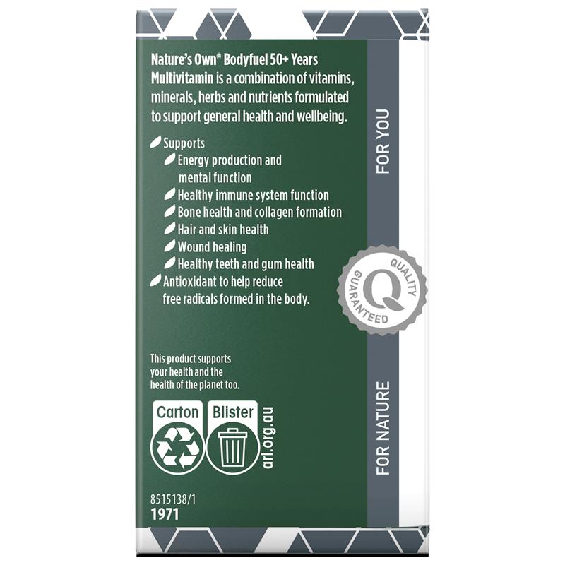 Nature's Own Bodyfuel 50+ Multivitamin 60 Viên 