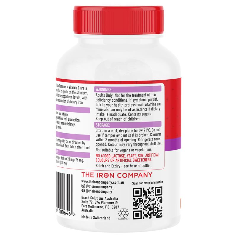 Kẹo dẻo Iron + Vitamin C của The Iron Company vị cam 30 viên 