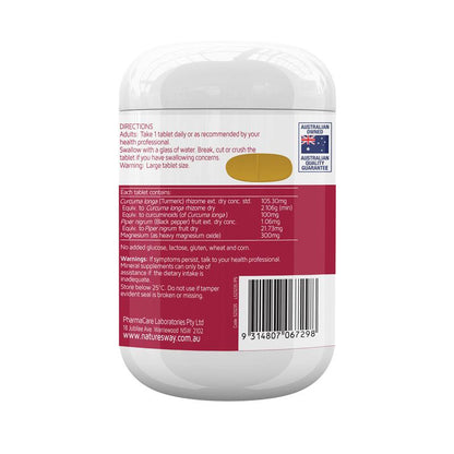 Nature's Way Magnesium + Turmeric 150 Tablets New Formula
