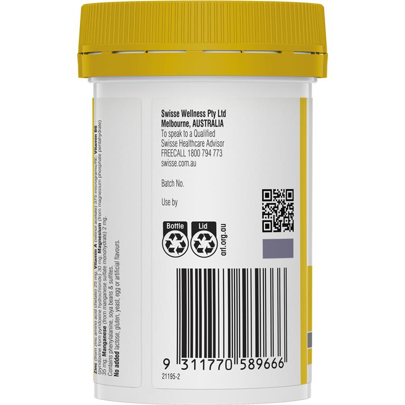 Viên uống bổ sung kẽm Swisse Ultiboost Zinc+ 60 viên 
