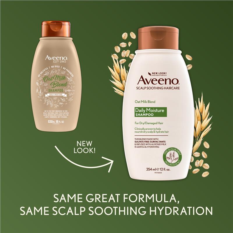 Aveeno 燕麦奶混合保湿洗发水，适合干燥和受损发质，354 毫升