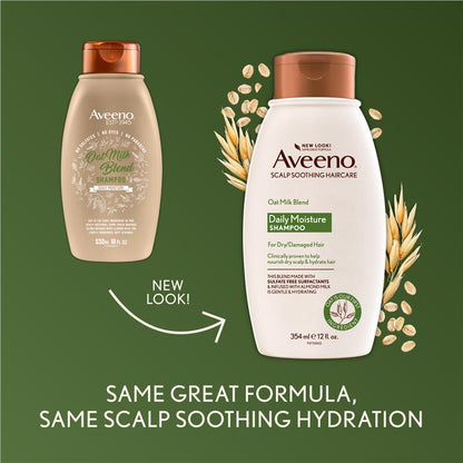 Aveeno 燕麦奶混合保湿洗发水，适合干燥和受损发质，354 毫升