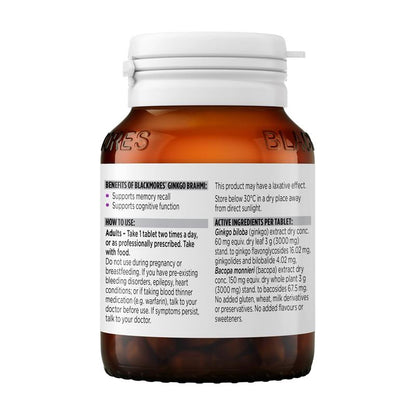 Viên uống hỗ trợ trí nhớ Blackmores Ginkgo+Brahmi 40 viên 