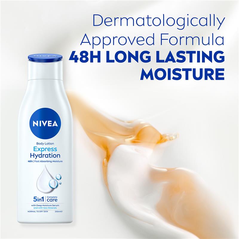 NIVEA Express Hydration Body Lotion Moisturiser 48H 250ml