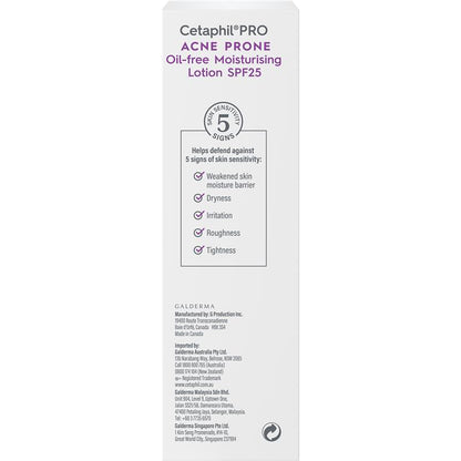 Cetaphil Pro Acne Prone Oil Free Facial Moisturising Lotion SPF 25 118ml