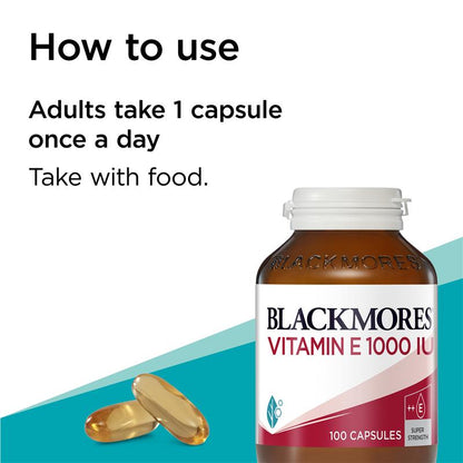 Blackmores 维生素E 1000IU 胆固醇健康 100粒胶囊