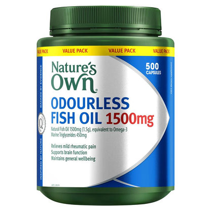 Nature's Own 无味鱼油 1500 毫克 500 粒胶囊（独家尺寸） 
