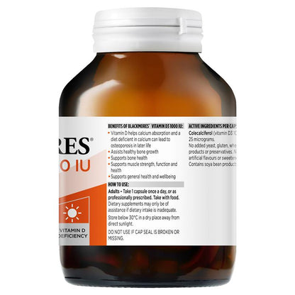 Blackmores Vitamin D3 1000IU Bone Health Immunity 300 Viên 