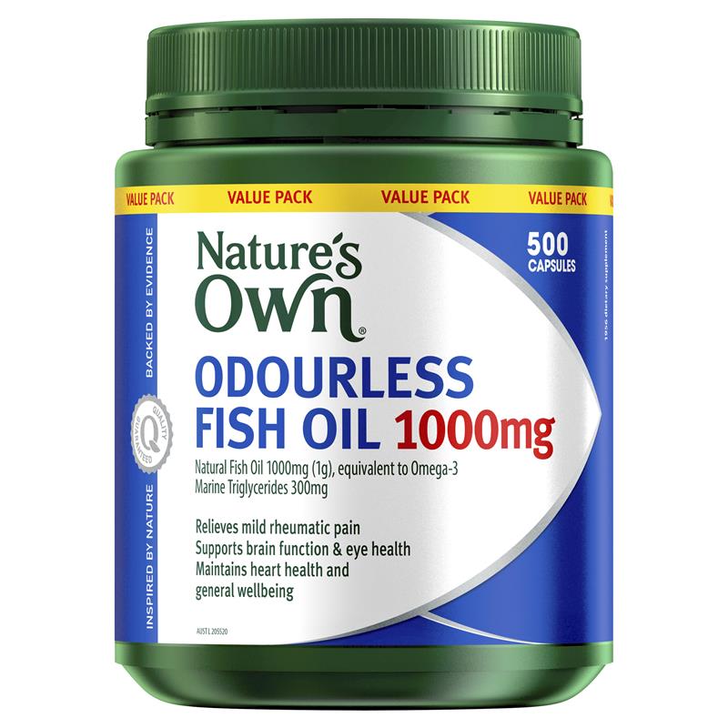 Dầu cá không mùi Nature's Own 1000mg 500 viên nang Kích thước độc quyền 