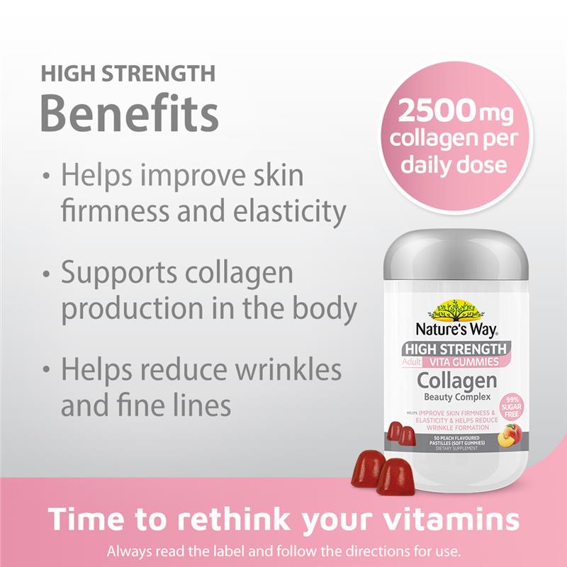 Nature's Way Adult Vita Gummies Sugar Free Collagen cường độ cao 50 viên 