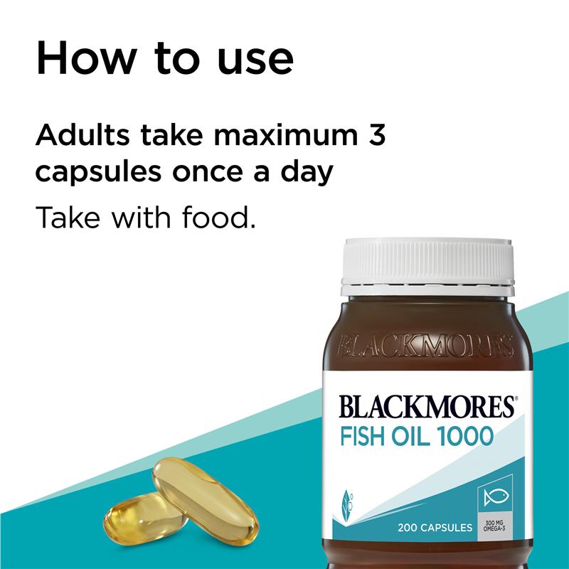 Blackmores 鱼油 1000 毫克 Omega-3 200 粒胶囊