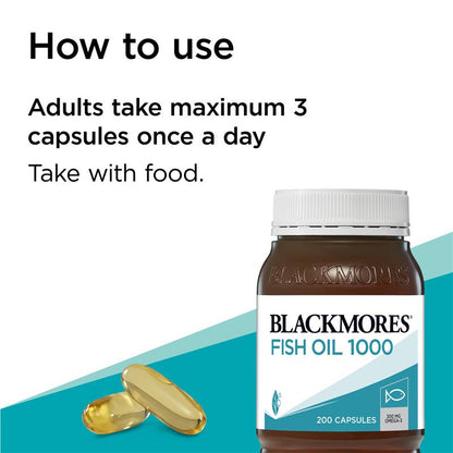 Dầu cá Blackmores 1000mg Omega-3 200 viên nang 