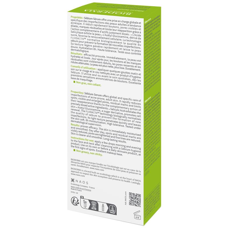 Serum Bioderma Sebium Anti Imperfection Smoothing Concentrate dành cho da mụn 30ml 