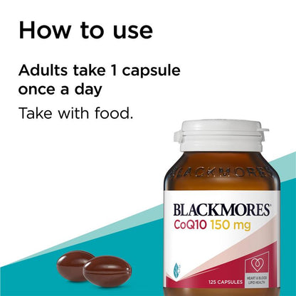 Blackmores 辅酶 Q10 150 毫克心脏健康维生素 125 粒胶囊超值装