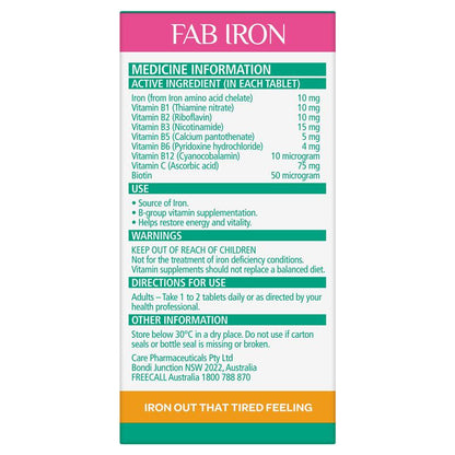 Fab Iron + 维生素B复合物 60片
