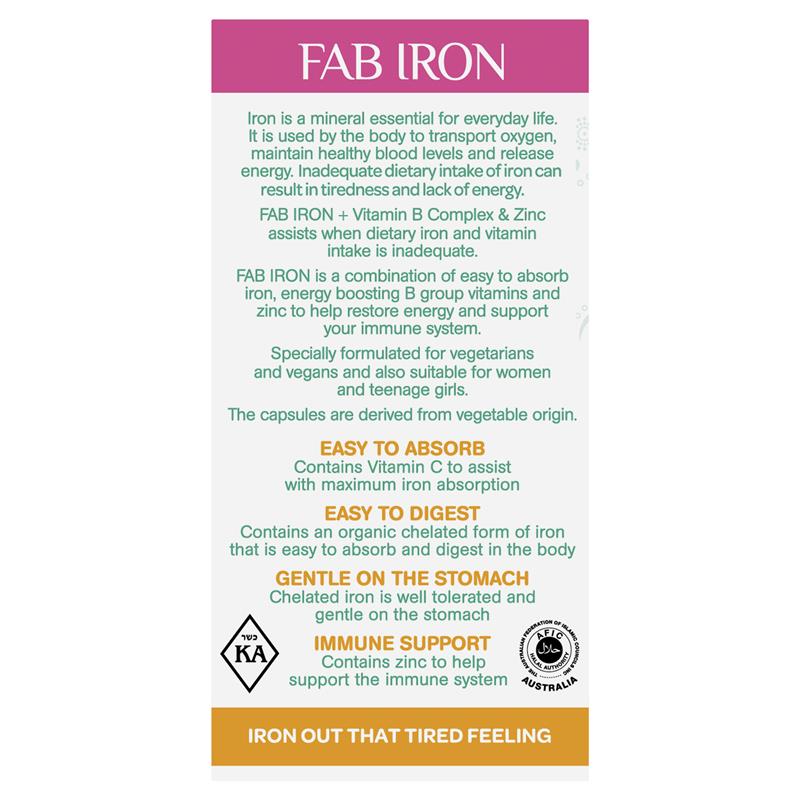 Fab Iron + Vitamin B Complex và Kẽm 60 Viên 