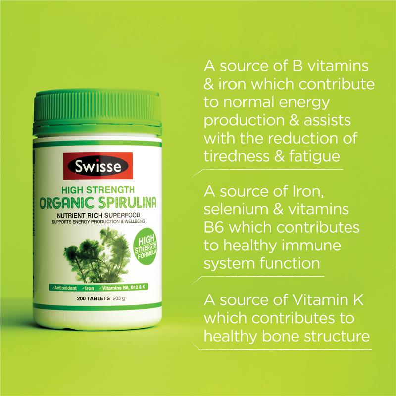 Swisse Organic Spirulina 1000mg 200 Tablets