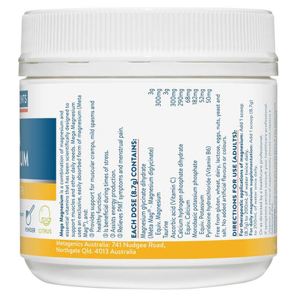 Ethical Nutrients Mega Magnesium 200g Bột Cam Quýt 
