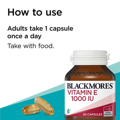 Blackmores 维生素E 1000IU 胆固醇健康 30粒胶囊