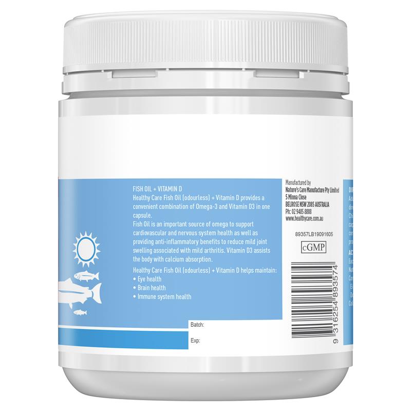 Healthy Care 鱼油+维生素D 200粒胶囊