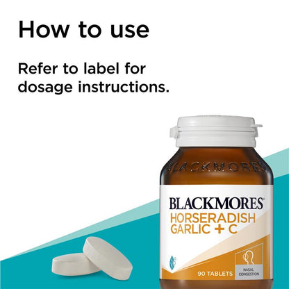 Blackmores 辣根蒜味+维生素C免疫支持90片
