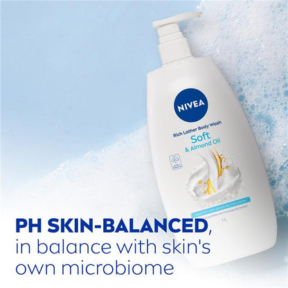NIVEA Rich Moisture Soft Shower Gel Body Wash 1L